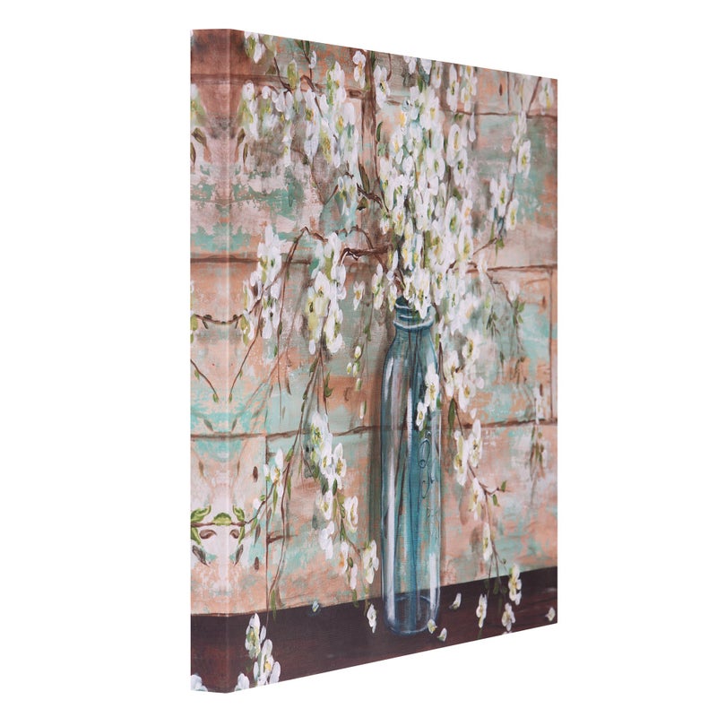 Patton Wall DÃ©cor Farmhouse Wall Art Blooms In Mason Jar Floral Wrapped Canvas, 24" x 36" - Image 2